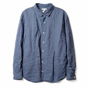 BANKS JOURNAL 100% Linen Button-Up Long Sleeve Shirt Sz XXL Blue Coastal Beach